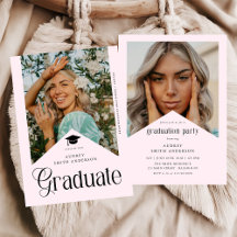 Cinta rosa para fiesta de graduación con foto del