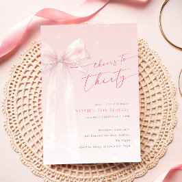 Invitación Cinta Rosa Sonrojada Coquette Invierno Chicas Cump