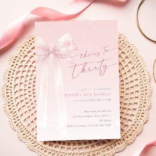 Invitación Cinta Rosa Sonrojada Coquette Invierno Chicas Cump