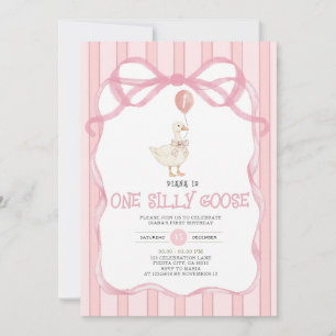 Invitación Cinta rosada y polvorienta Gingham One Silly Goose
