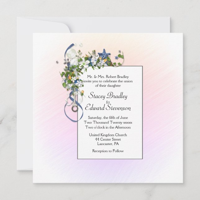 Invitación Cinta Rubor de bonito y burbujas (Anverso)
