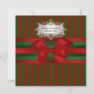 Invitación Cinta verde de banda roja y navidad