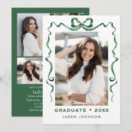Invitación Cinta verde de vaca de moda 5 fiesta de graduación