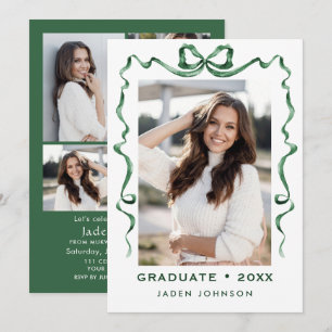 Invitación Cinta verde de vaca de moda 5 fiesta de graduación