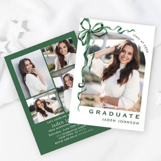 Invitación Cinta verde de vaca de moda 5 fiesta de graduación (Subido por el creador)