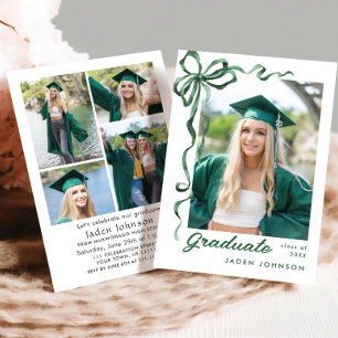 Invitación Cinta verde de vaca de moda 5 fiesta de graduación