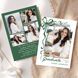 Invitación Cinta verde de vaca de moda 5 fiesta de graduación