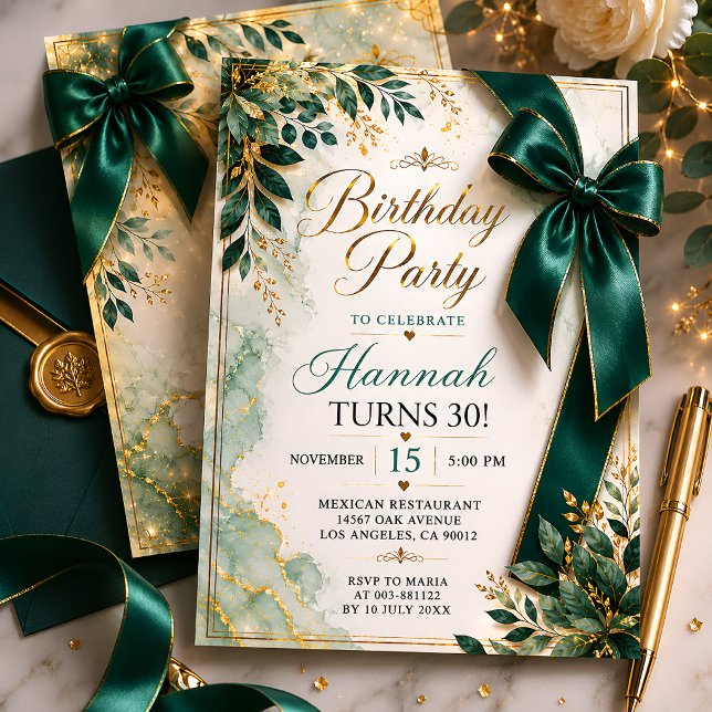 Invitación Cinta Verde Esmeralda Cumpleaños 30 (Subido por el creador)
