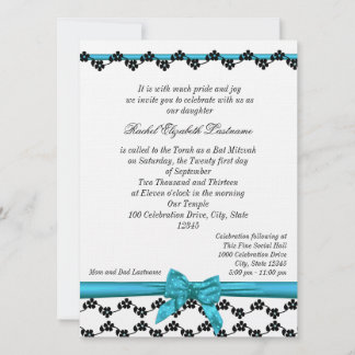 Invitación Cinta y flores Bat Mitzvah