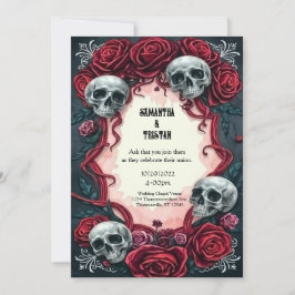 Invitación Cinta y Rosas Skulls Boda gótico