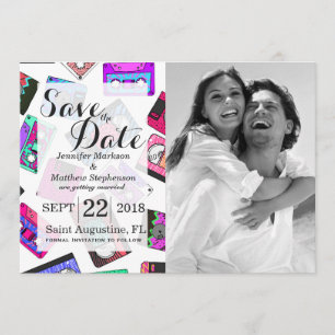 Invitación Cintas de casete modeladas neón retro de los años