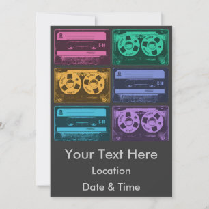 Invitación Cintas de casete retro coloridas