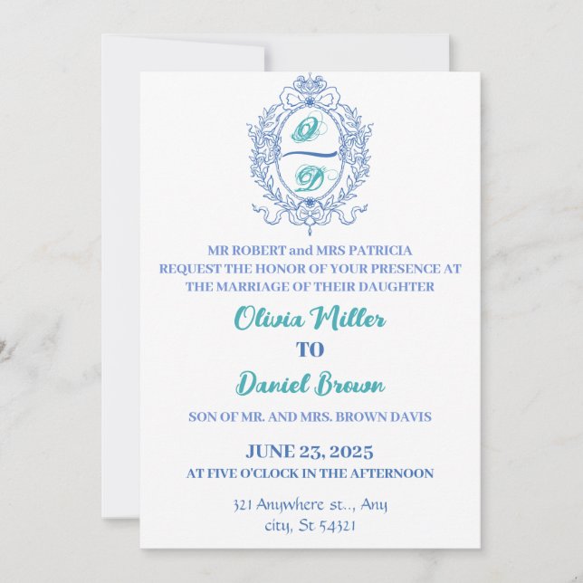 Invitación Cintas de marco ovalado floral elegantes doblan Bo (Anverso)