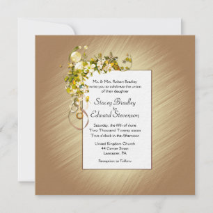 Invitación Cintas doradas y arena de estribaciones