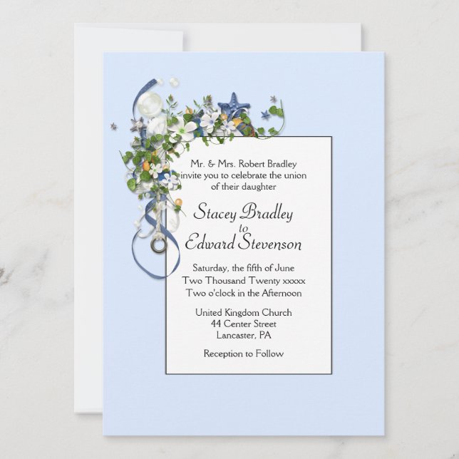 Invitación Cintas y burbujas estelares azul (Anverso)