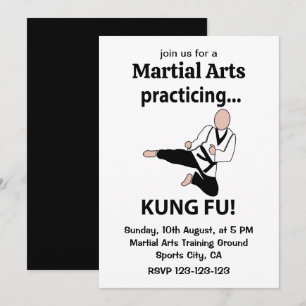 Invitación Cinturón Negro de Artes Marciales Kung Fu