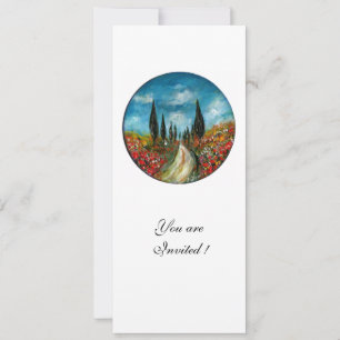 Invitación CIPRES Y AMAPOLAS EN TOSCANA, rojo azul