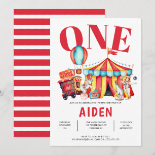 Invitación Circo Big Top 1er Cumpleaños