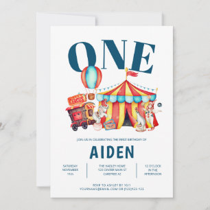 Invitación Circo de Carnaval Gran Carpa Uno Cumpleaños 1