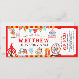 Invitación Circo de Carnaval Show Ticket Entrantes Niños Cump