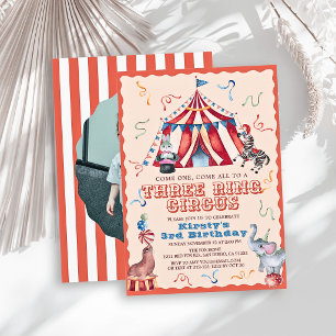 Invitación Circo de Tres Aros Carnaval Foto 3er Cumpleaños