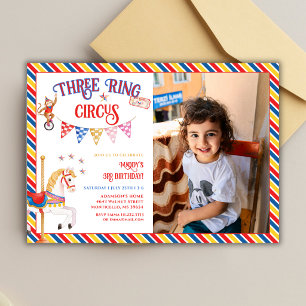 Invitación Circo de tres pistas Animal 3ª Foto Cumpleaños