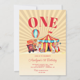 Invitación Circo del Carnaval Gran Carpa 1er Cumpleaños