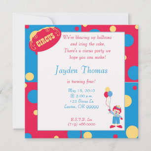 Invitación circo, estamos haciendo volar globos...