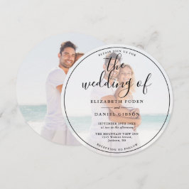 Invitación Circular de Boda de fotografías con guión elegante