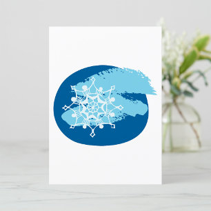 Invitación Círculo abstracto de invierno de copo de nieve azu
