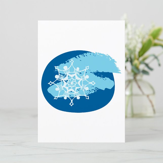 Invitación Círculo abstracto de invierno de copo de nieve azu (Subido por el creador)