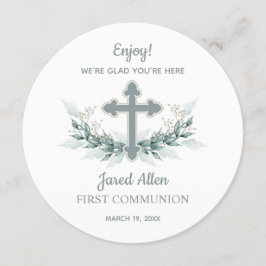 Invitación Círculo Cenar Placa Gracias Baptismo De Cartas