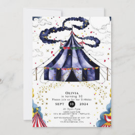 Invitación Círculo colorido celeste Cumpleaños