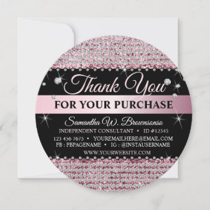Invitación Círculo de agradecimiento de joyería rosa brillo d