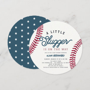 Invitación Círculo de Baby Shower Niño Pequeño Slugger de Béi