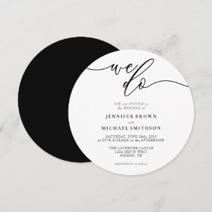 Invitación Círculo de boda Black and White Signature We Do
