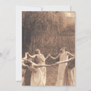 Invitación Círculo De Brujas Vintage Mujeres Bailando