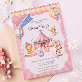 Invitación Círculo de Carnaval de color rosa