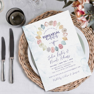 Invitación Círculo de conchas de playa simple para cena de en