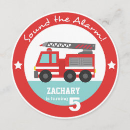 Invitación Círculo de cumpleaños de Camión Rojo