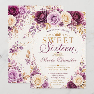 Invitación Circulo de Dulces Dieciséis de Ciruela y Amatista