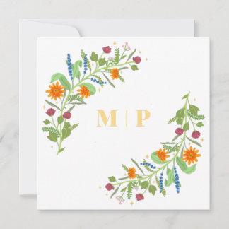 Invitación Círculo de flores elegantes y simples