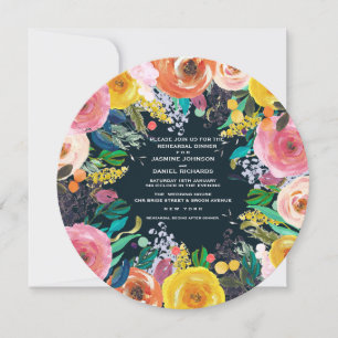 Invitación Círculo de la cena con ensayo de Wreath floral pin