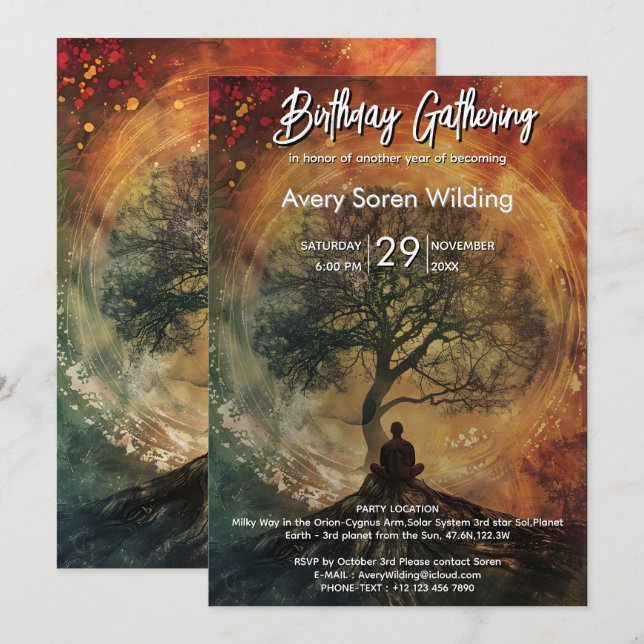 Invitación Círculo de Llegada | Diseño Espiritual Simbólico (Anverso / Reverso)