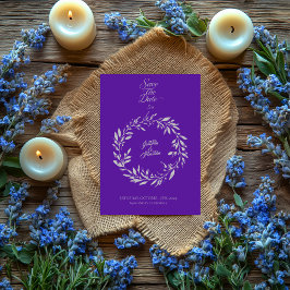 Invitación Círculo de Púrpura Real y Plata Suave, Guarde la F