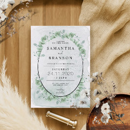 Invitación Círculo de verde Wreath Eucalyptus Botánico