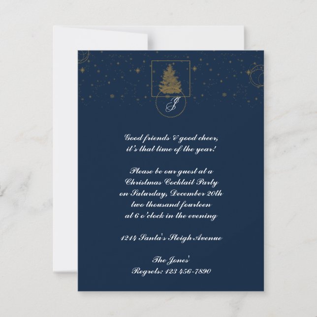 Invitación Círculo del lunar del oro en el árbol de navidad (Anverso)