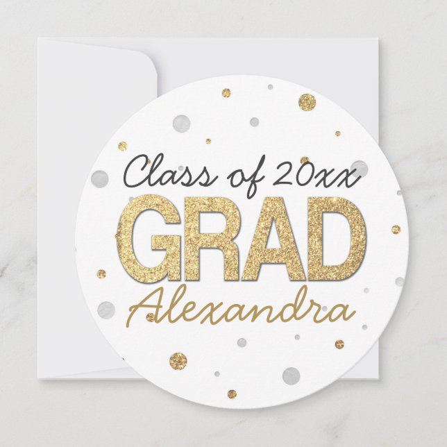 Invitación Círculo del partido de graduación Confetti, Purpur (Anverso)