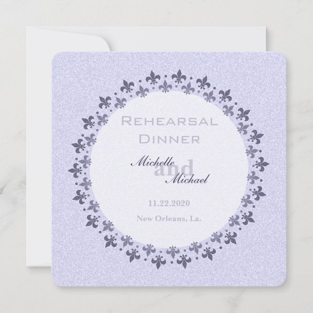 Invitación Círculo doble de la flor de lis (Anverso)