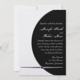 Invitación Círculo moderno blanco negro - Posh Wedting